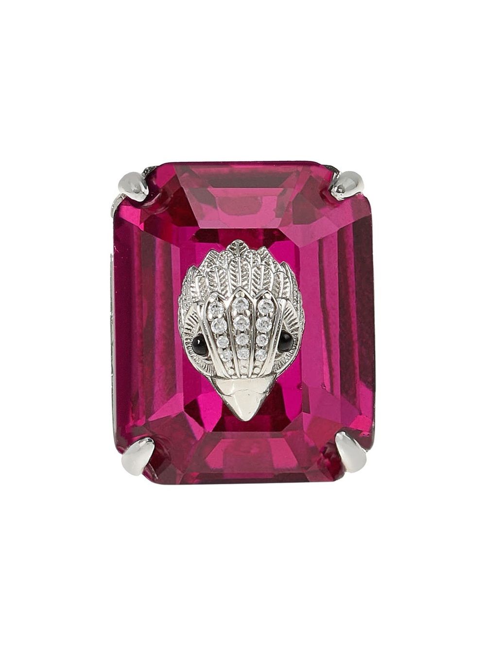 Kurt Geiger Pink Crystal Peacock Ring — size 9
